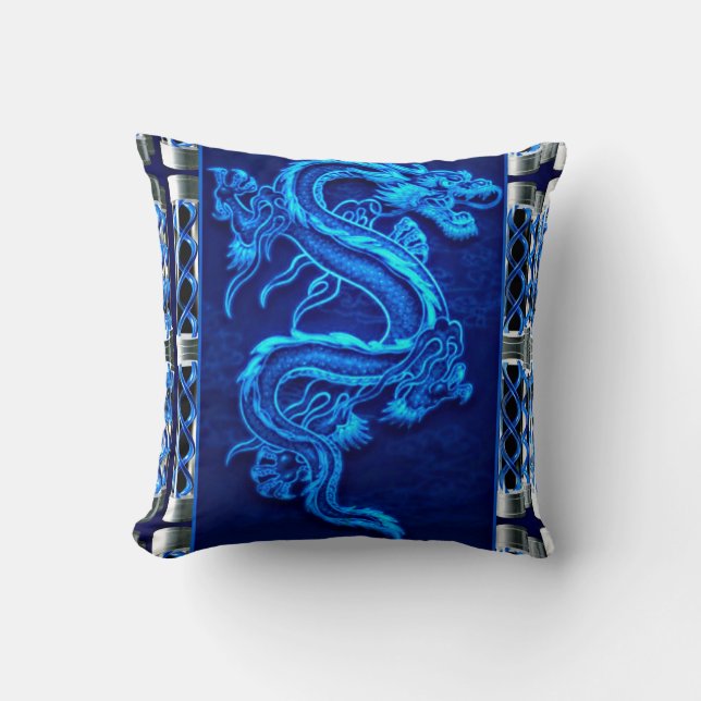 Royal Blue Dragon Cushion (Front)