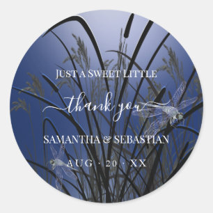 Royal Blue Dragonflies Thank You Classic Round Sticker