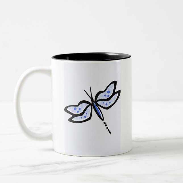 Royal Blue Dragonfly Two-Tone Coffee Mug (Left)