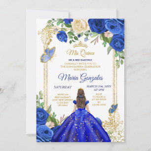 Royal Blue Dresses Quinceanera 15th Girl Birthday Invitation