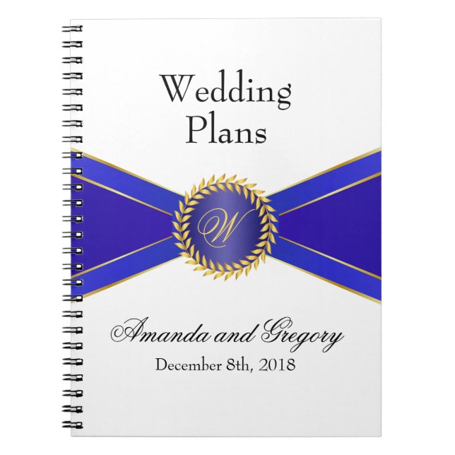 Royal Blue Elegance Monogram Notebook (Front)