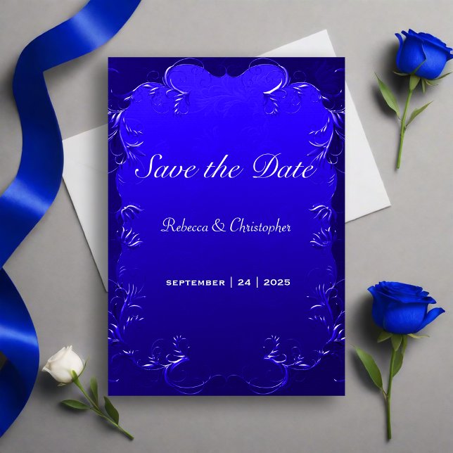 Royal Blue Elegance Wedding Save the Date Invitation (Creator Uploaded)