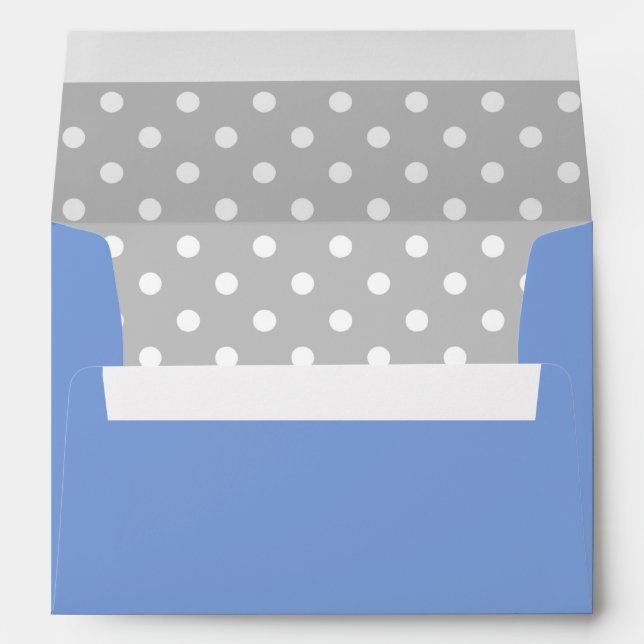 Royal Blue Envelope With Grey Polka Dot Print (Back (Bottom))
