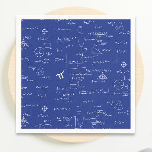 Royal Blue Equations Graphics Graduation Napkins