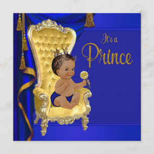 Royal Blue Fancy Ethnic Prince Baby Shower Invitation