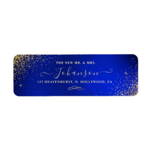 Royal Blue+Faux Gold Glitter Return Address Return Address Label