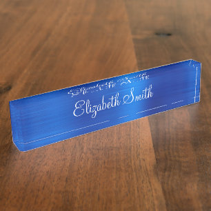 Royal Blue Faux Metallic Foil Nameplate