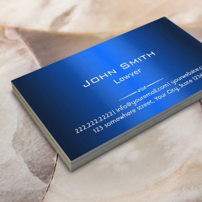 Royal Blue Faux Metallic Lawyer Attorney Business Card (Creator Uploaded)