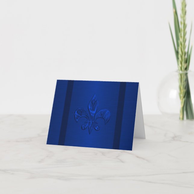 Royal Blue Fleur de Lis Card (Front)