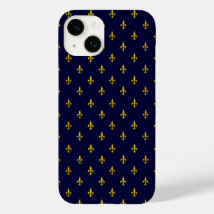 Royal Blue Fleur De Lis Pattern Case-Mate iPhone 14 Case