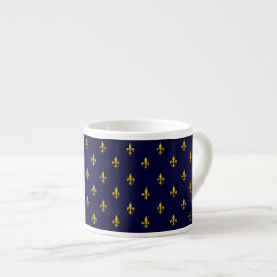 Royal Blue Fleur De Lis Pattern Espresso Cup