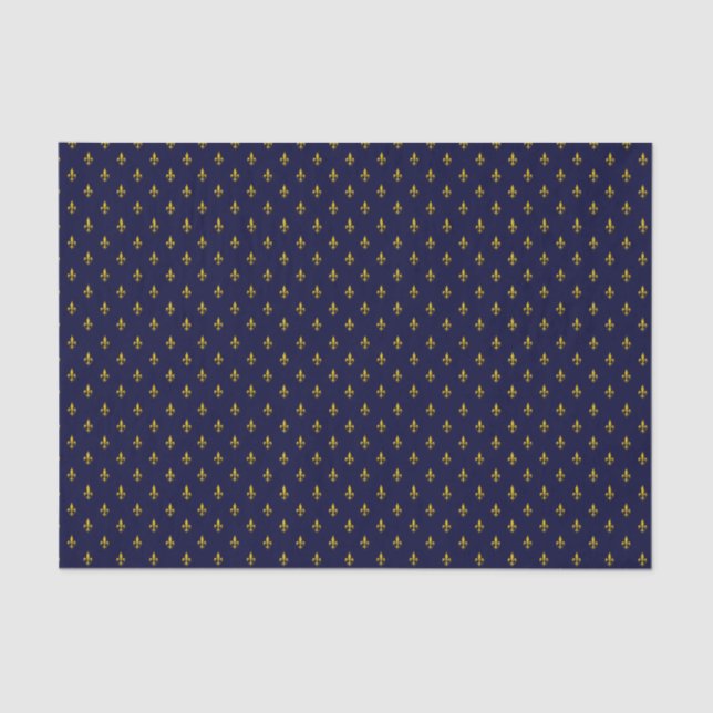 Royal Blue Fleur De Lis Pattern Tissue Paper (Front)