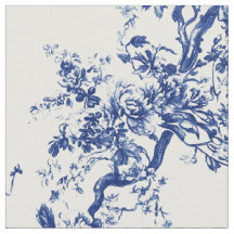 Royal Blue Floral Branch Toile