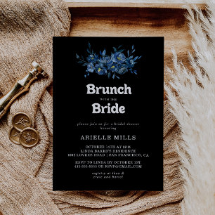 Royal Blue Floral Brunch with the Bride Shower Invitation