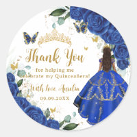 Royal Blue Floral Dress Quinceañera Vintage Gold