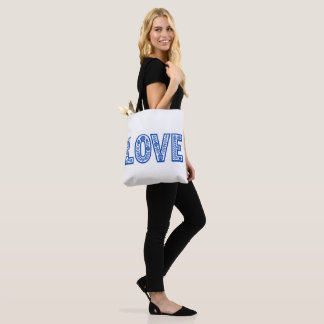 Royal Blue Floral "LOVE" Tote Bag