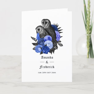 Royal Blue Floral Owls Gothic Wedding Program