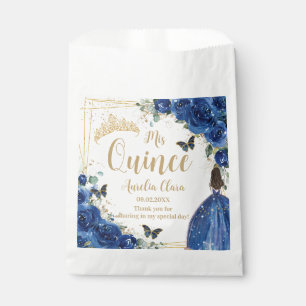 Royal Blue Floral Princess Gold Quinceañera 16 15 Favour Bag