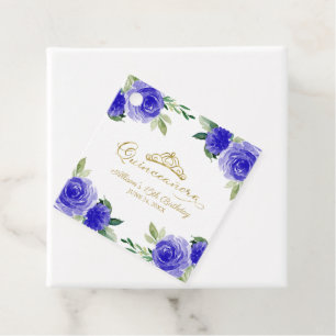 Royal Blue Floral Quinceanera Favour Tags