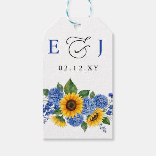 Royal Blue Floral Sunflowers Modern Wedding Gift Tags