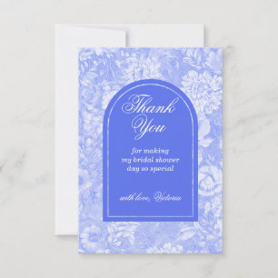 Royal Blue Floral Victorian Bridal Shower Thank You Card