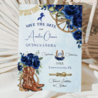 Royal Blue Floral Wild West Charro Quinceañera XV