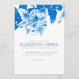 Royal Blue Flower Wedding Invitations