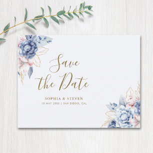 Royal Blue Flowers  Wedding  Postcard