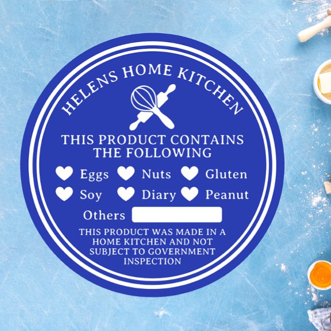 Royal Blue Food Allergy Alert Bakery Sticker (Creator Uploaded)