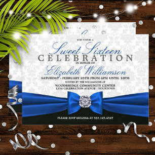 Royal Blue Formal Elegant Sweet 16 Invitation