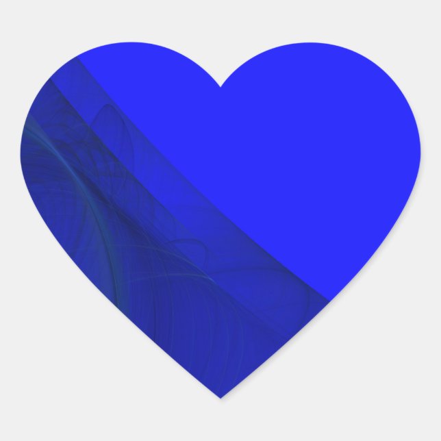 Royal Blue Fractal Background Heart Sticker (Front)