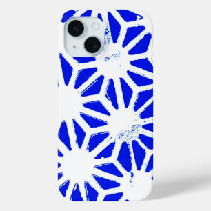 Royal blue geometric pattern iPhone 15 case