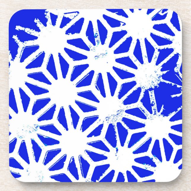 Royal blue geometric pattern coaster (Front)