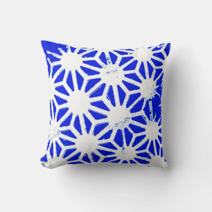 Royal blue geometric pattern cushion