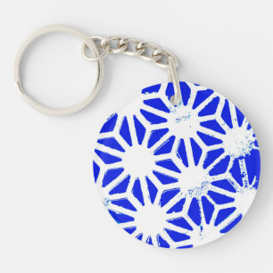 Royal blue geometric pattern key ring