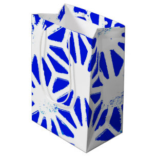Royal blue geometric pattern medium gift bag