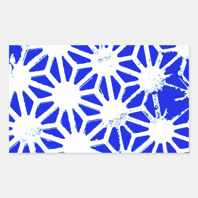 Royal blue geometric pattern rectangular sticker (Front)