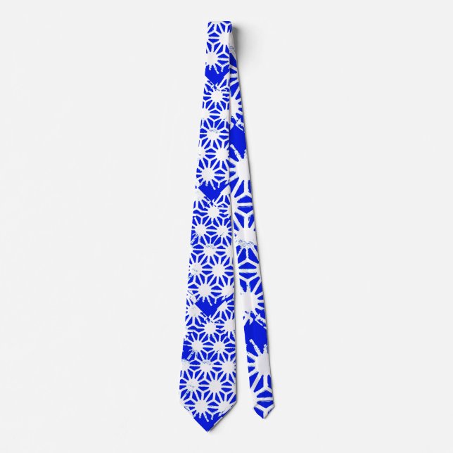 Royal blue geometric pattern tie (Front)
