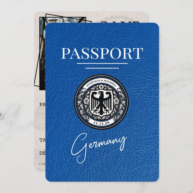Royal Blue Germany Passport Save The Date (Front/Back)