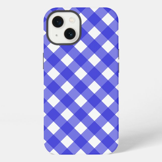 Royal blue gingham Case-Mate iPhone case (Back)