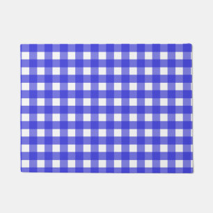Royal blue gingham doormat