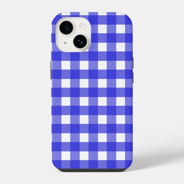 Royal blue gingham iPhone case (Back)