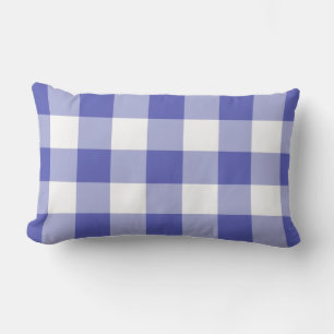 Royal Blue Gingham Pattern Chequered Lumbar Cushion