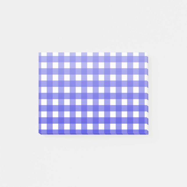 Royal blue gingham post-it notes (Front)