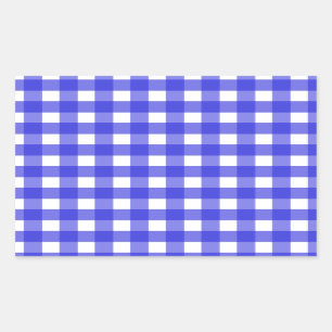 Royal blue gingham rectangular sticker