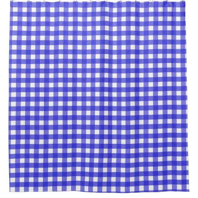 Royal blue gingham shower curtain (Front)