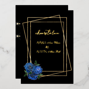 Royal Blue Glam Roses and Black and Gold 