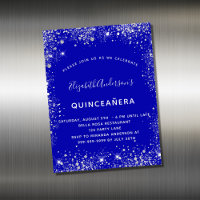 Royal blue glitter birthday invitation magnet