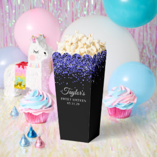 Royal Blue Glitter Black Sweet Sixteen Favour Box