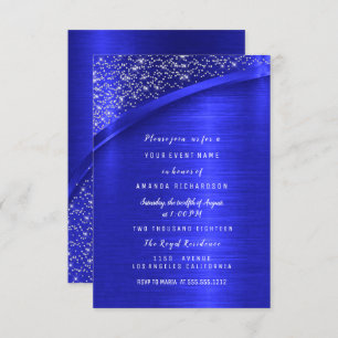 Royal Blue Glitter Bridal Shower Birthday Invitation